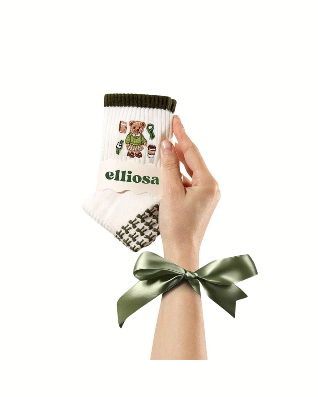 Grip Socks - Beary Matcha