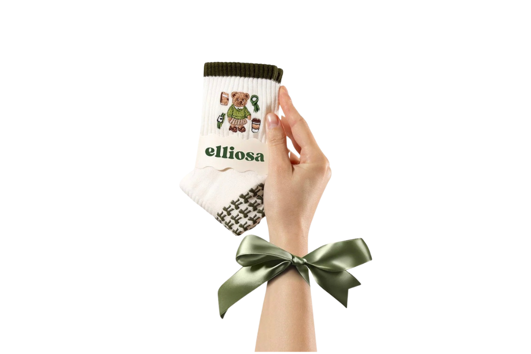 Grip Socks - Beary Matcha